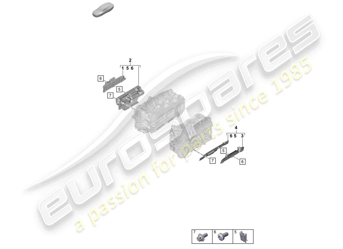 porsche 2020 (718 cayman) cylinder head cover plates part diagram