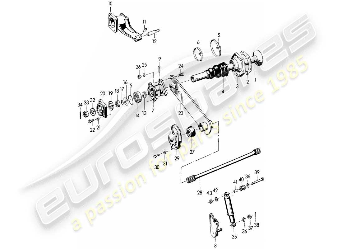 porsche 1954 (356/356a) rear axle parts diagram