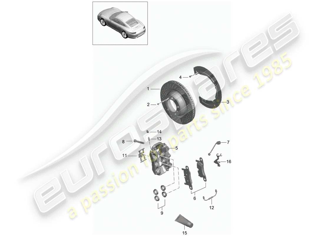 porsche 2013 (991-1) disc brakes part diagram