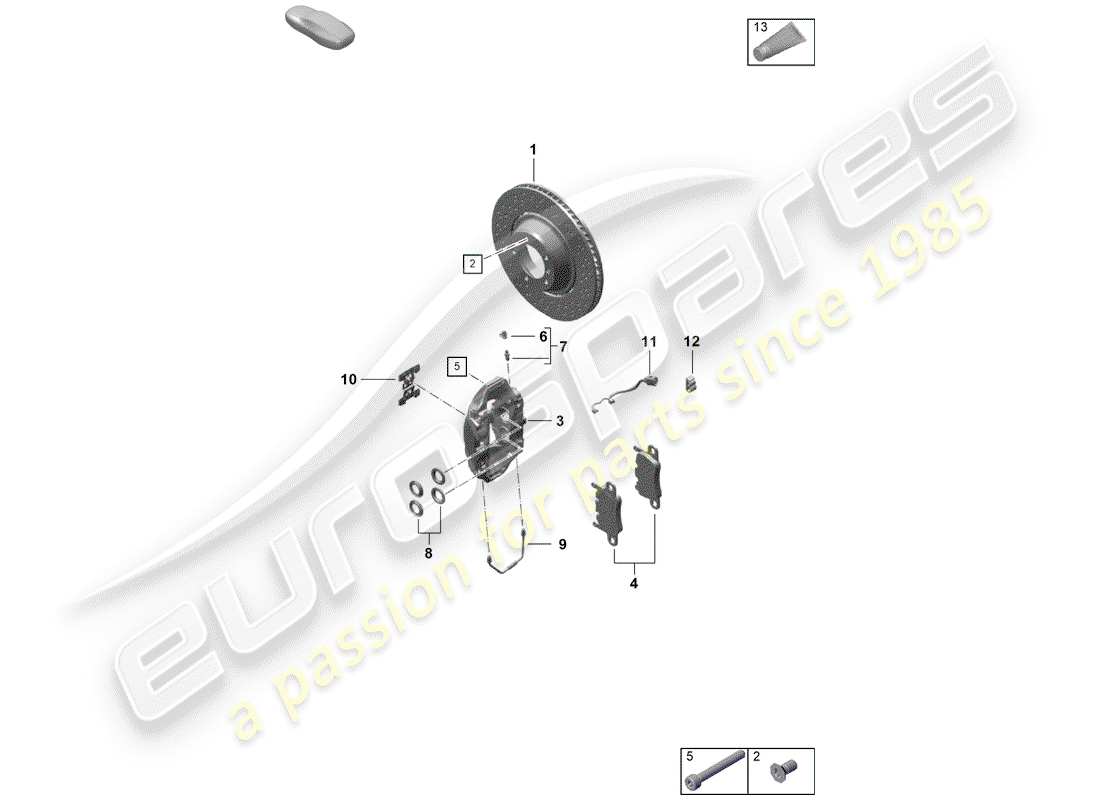 porsche 2020 (718 boxster spyder) disc brakes parts diagram