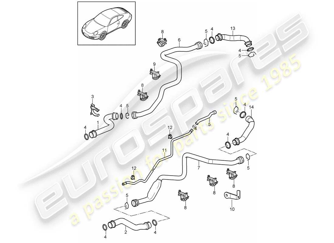porsche 2011 (997-2) water cooling 1 part diagram