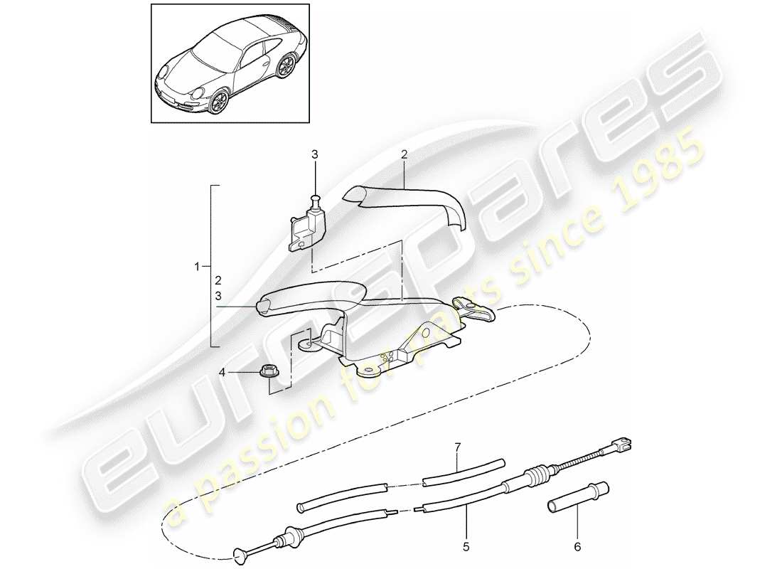 porsche 2011 (997-2) handbrake part diagram