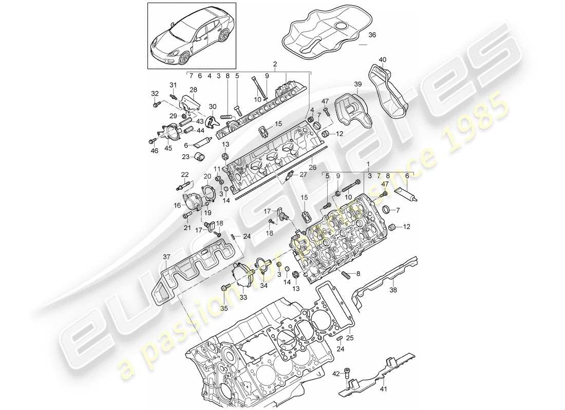 porsche 2010 (panamera 970) cylinder head part diagram