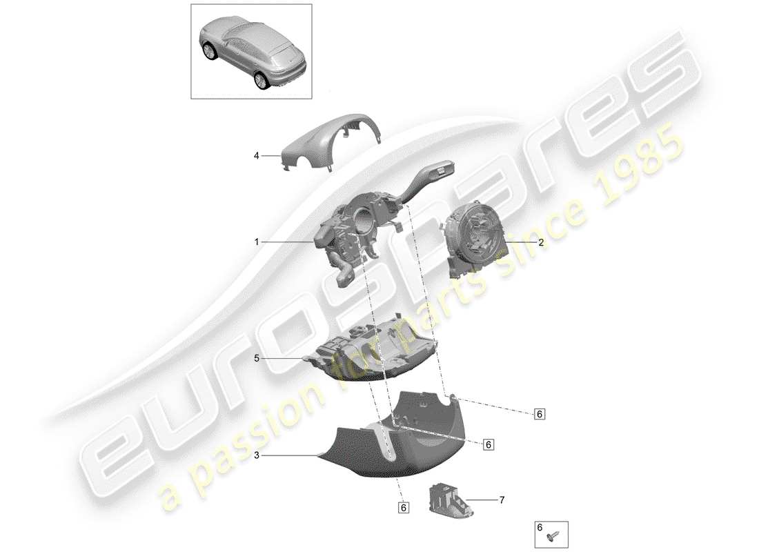 porsche 2019 (macan) steering column switch part diagram