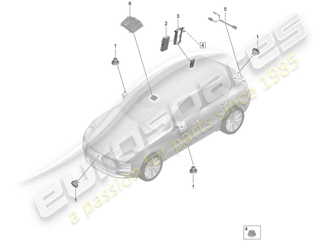 porsche 2019 (macan) rear view camera part diagram