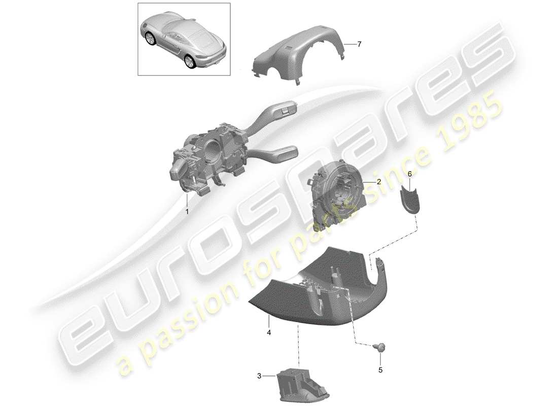 porsche 718 cayman (2018) steering column switch part diagram