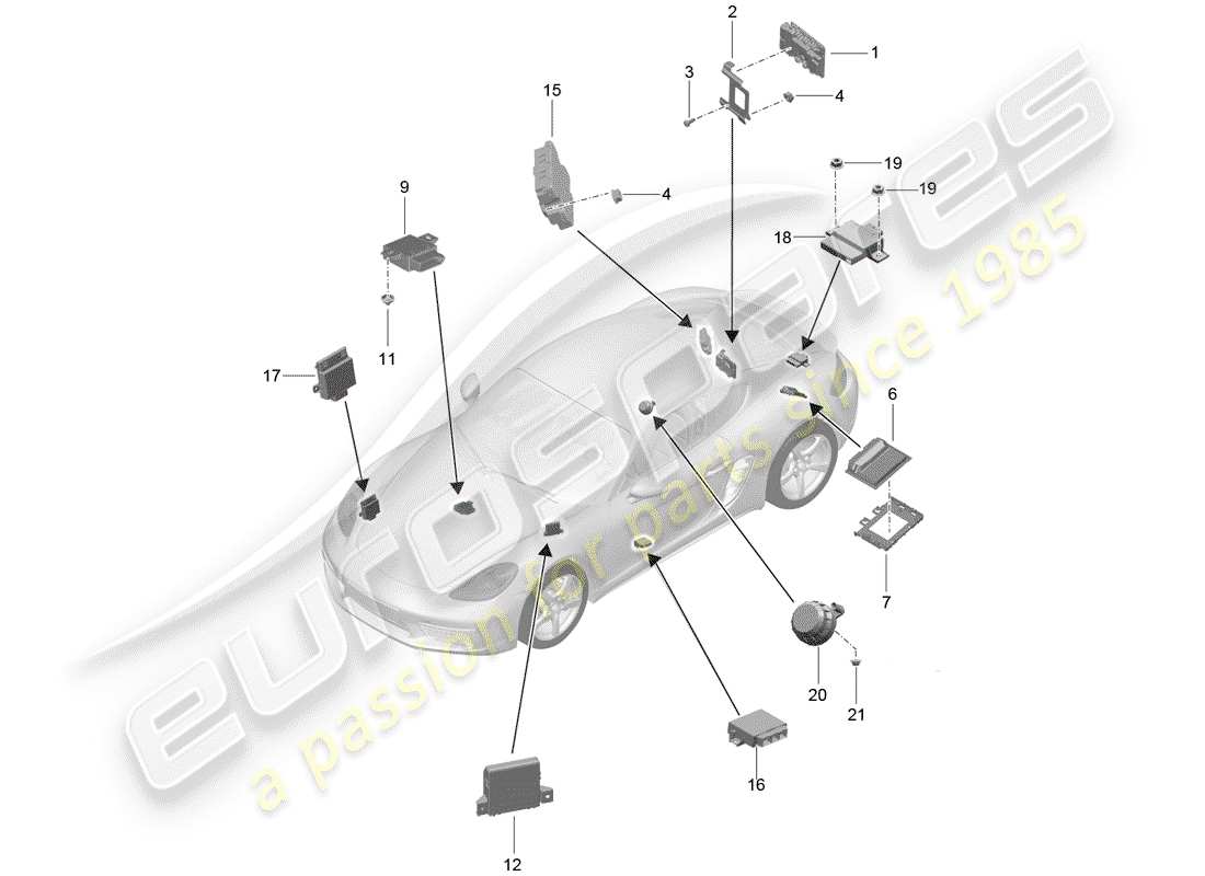 porsche 2017 (718 cayman) control units part diagram