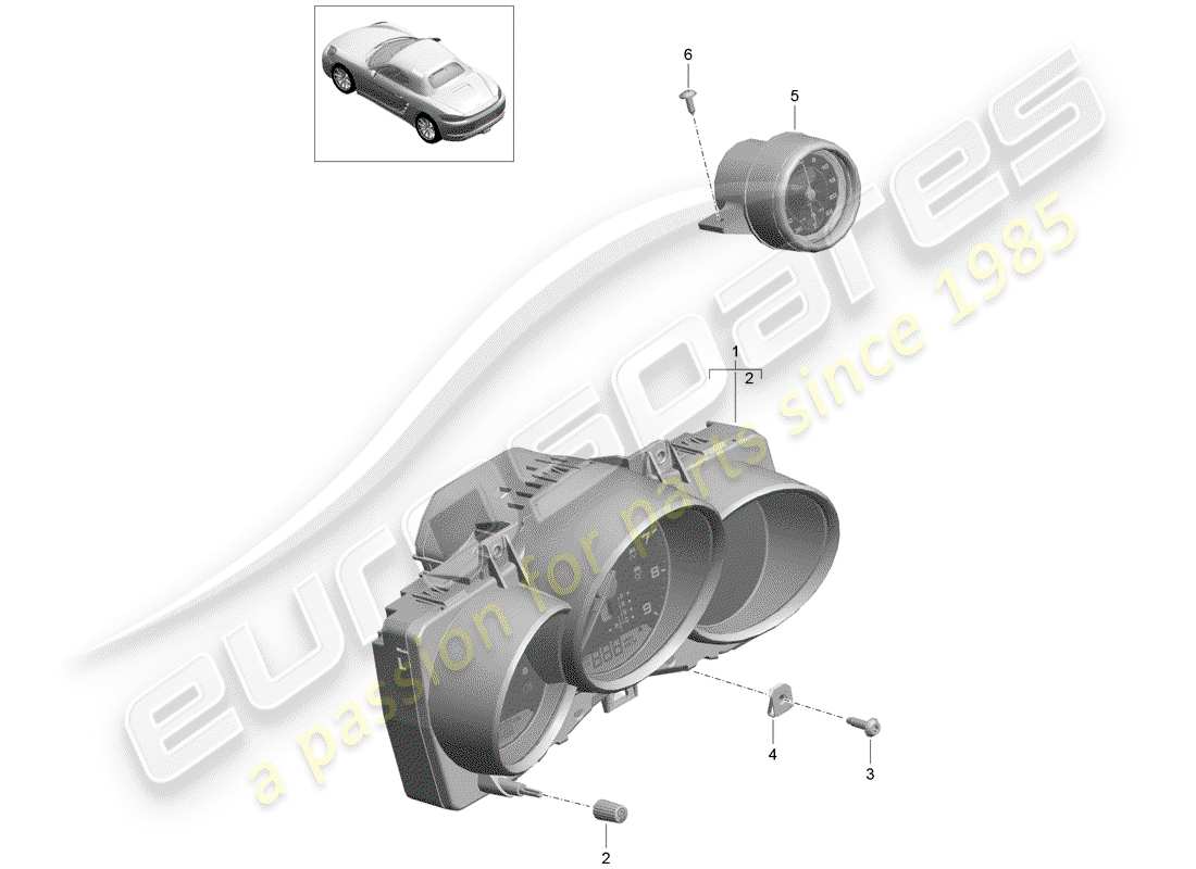 porsche 2018 (718 boxster) instrument cluster part diagram