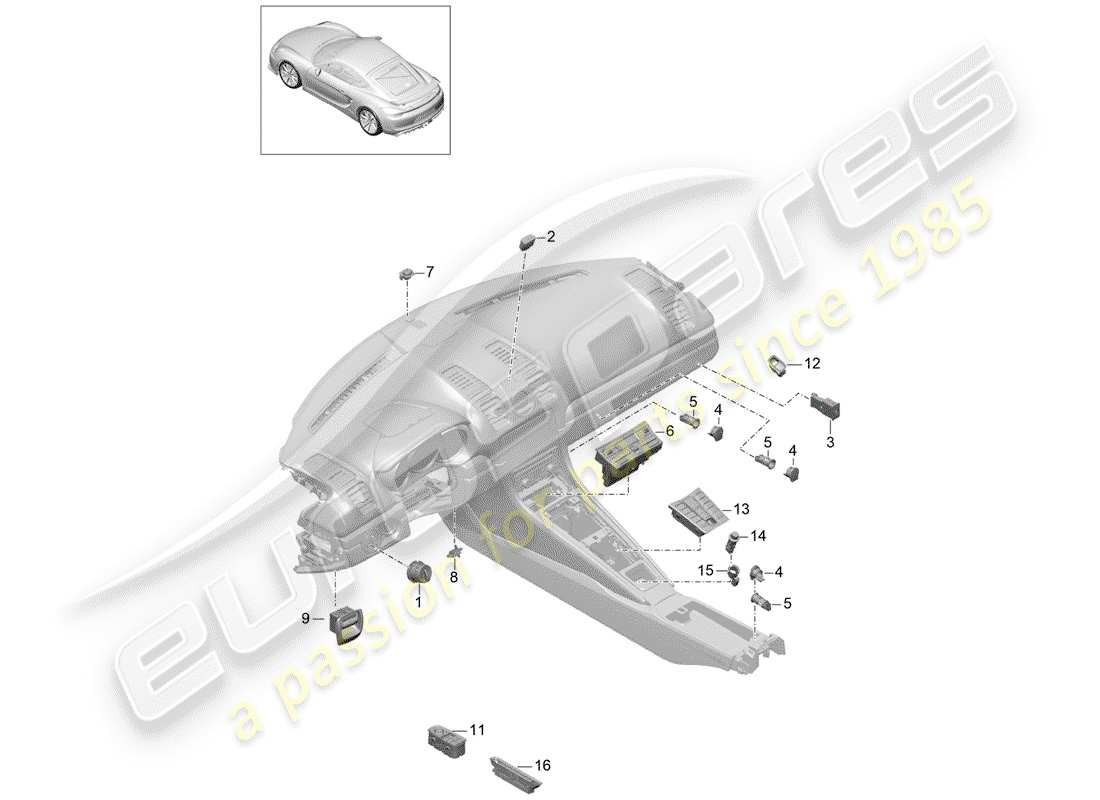 porsche 2016 (981 cayman gt4) switch part diagram