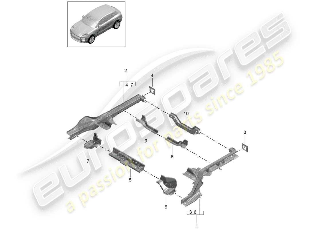 porsche 2020 (macan) frame part diagram