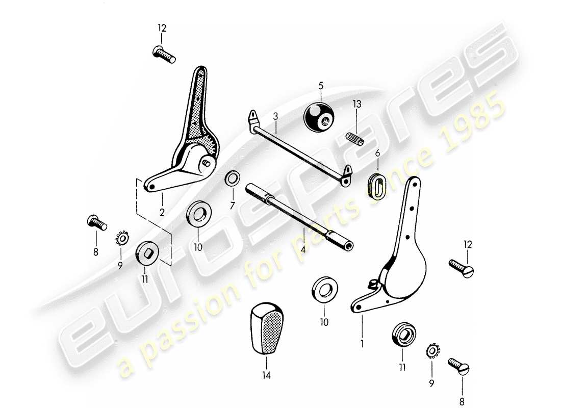 porsche 1964 (356b/356c) reclining seat mechanism part diagram
