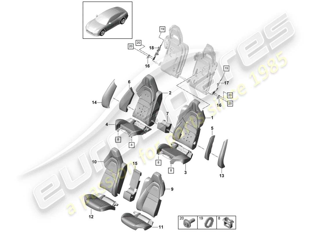 porsche 2017 (panamera 971-1) seat part diagram