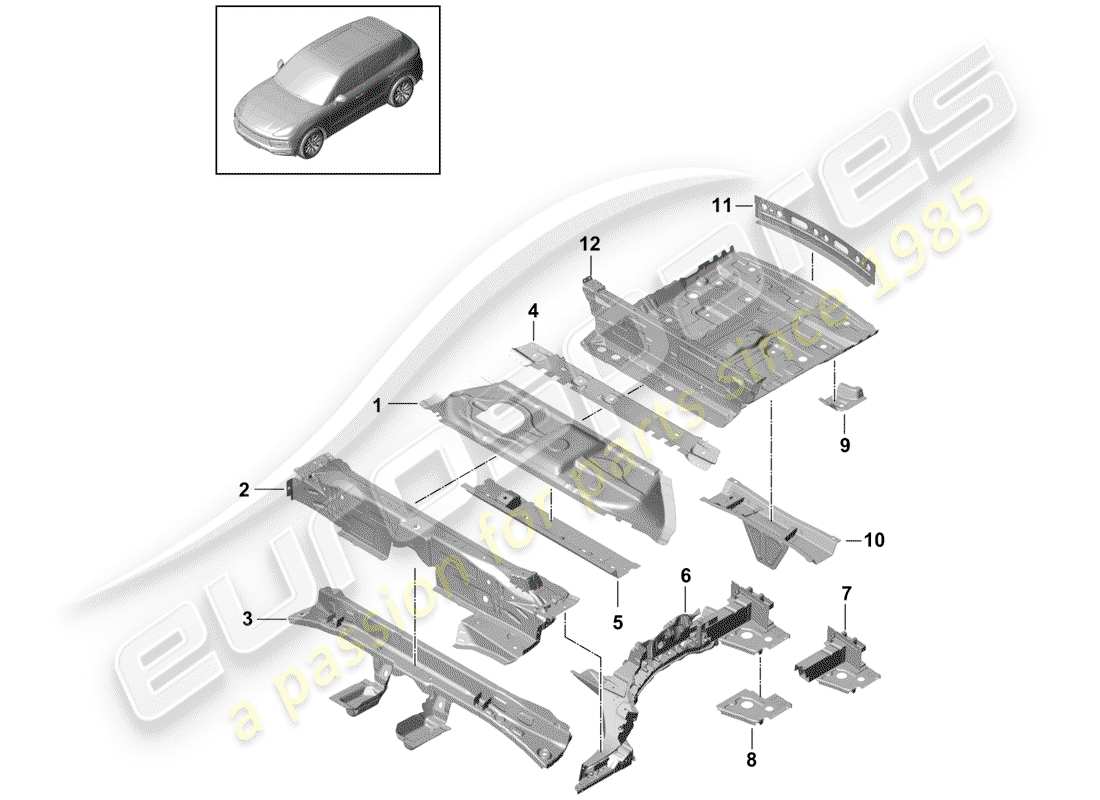 porsche cayenne e3 (2018) floor plates part diagram