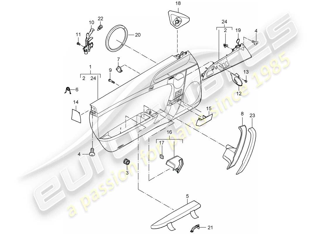 porsche 997 gt3 (2007) door panel part diagram