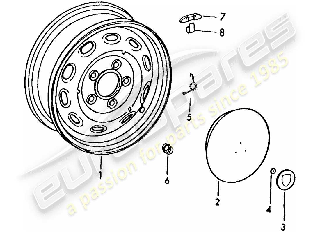 porsche 1962 (356b/356c) wheels part diagram