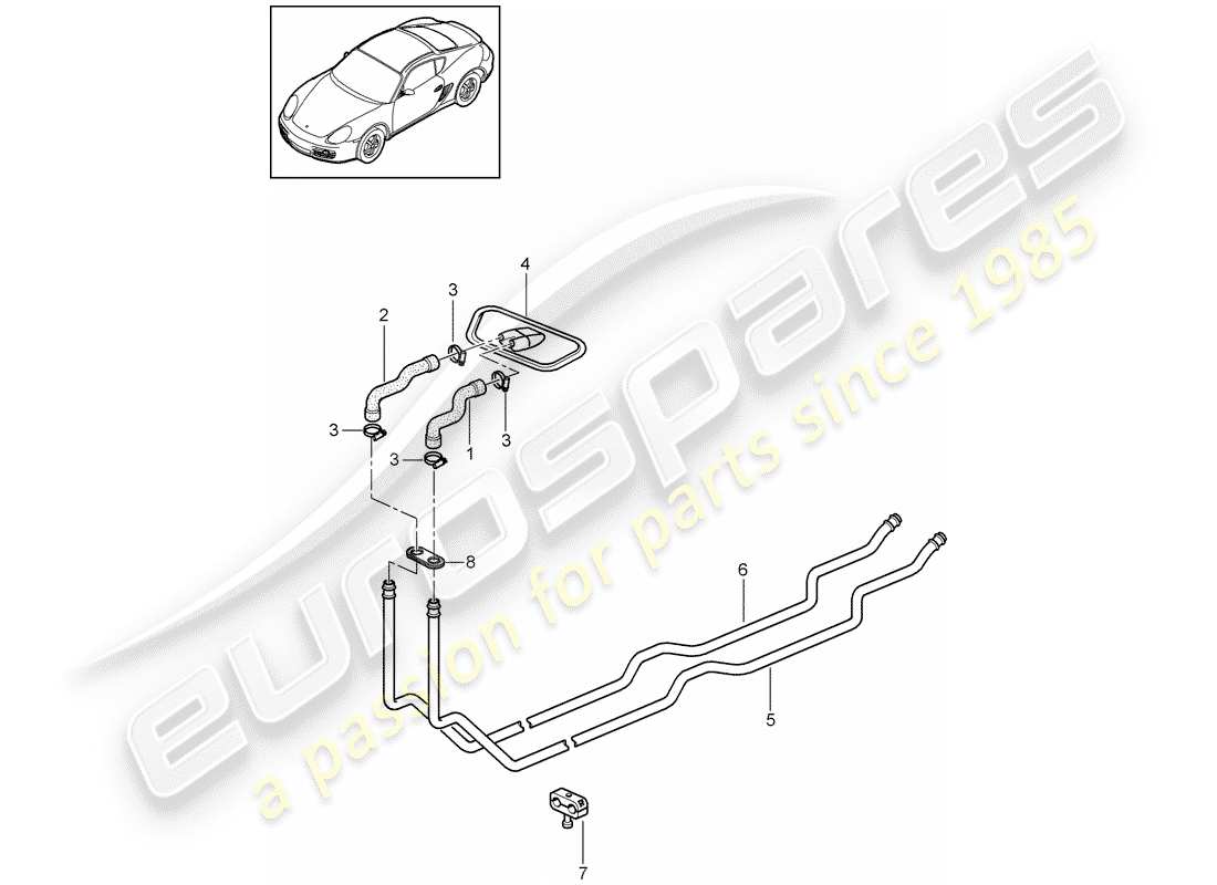 porsche 2007 (987 cayman) heating system 1 part diagram