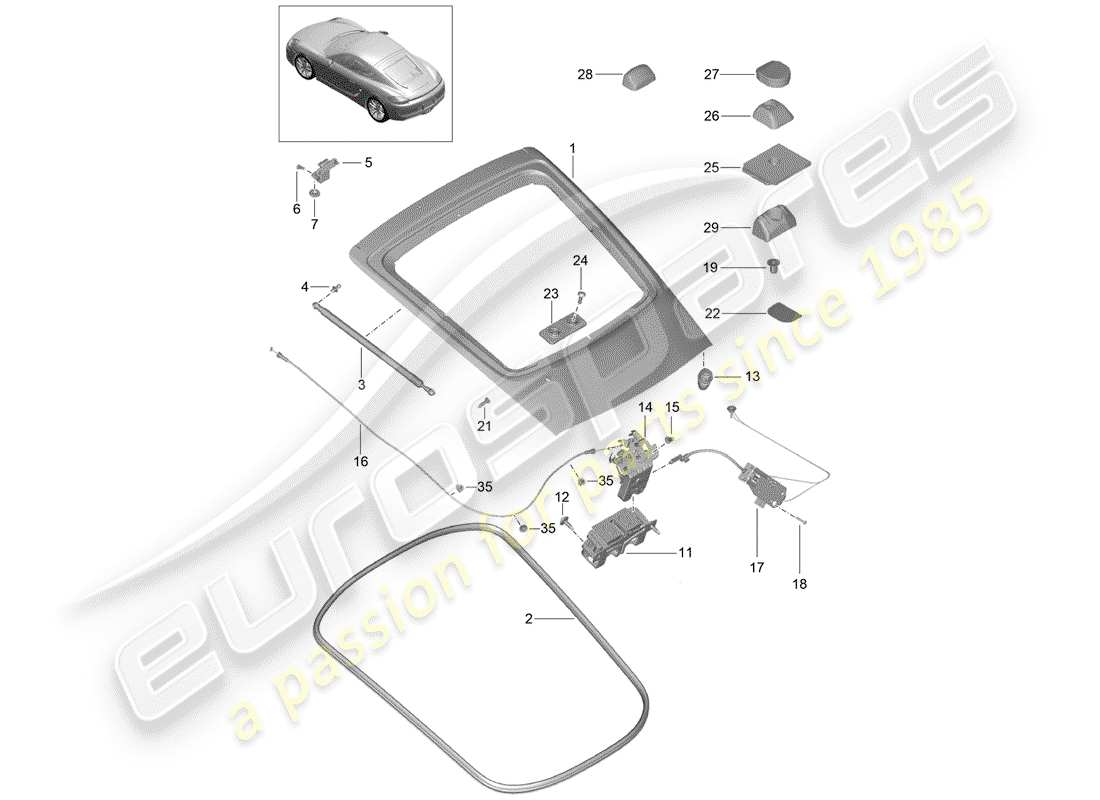 porsche cayman 981 (2014) cover part diagram