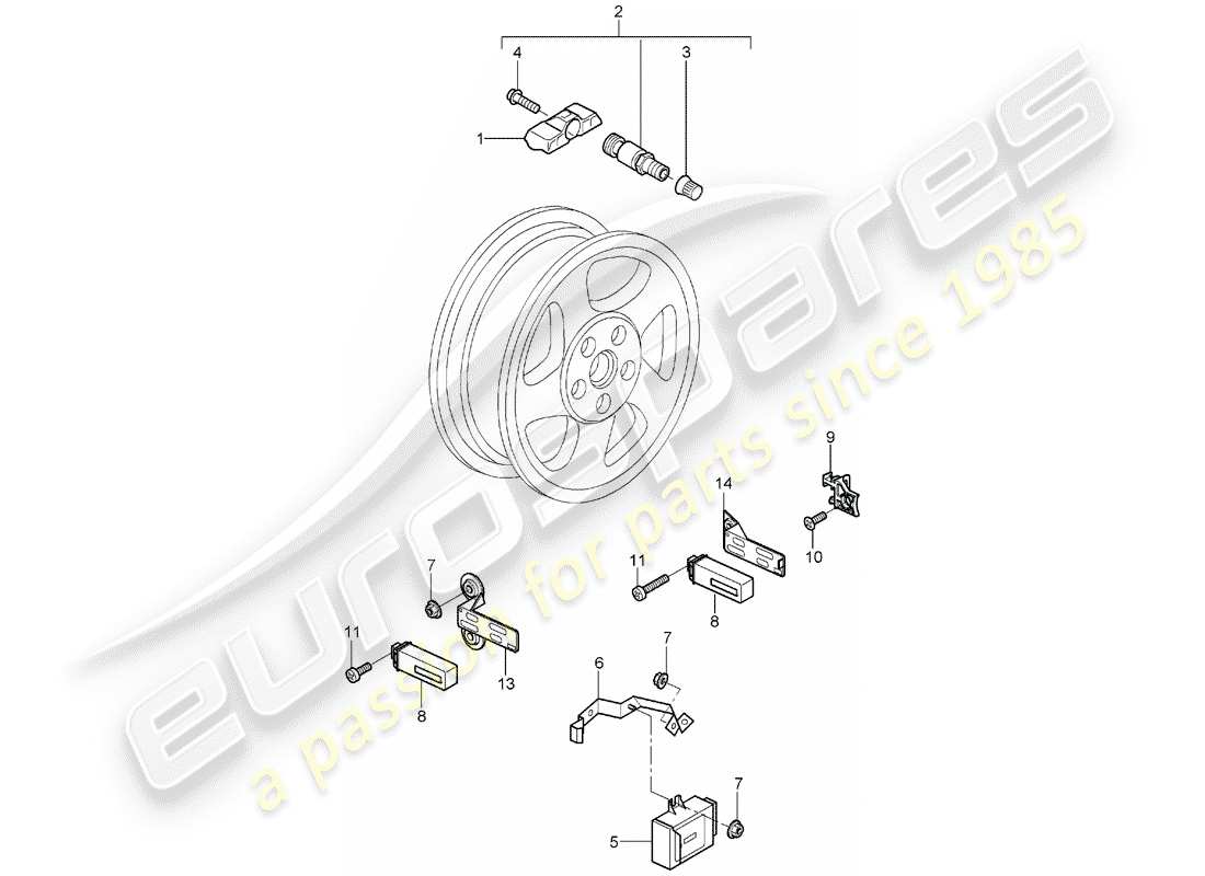 porsche 2007 (987 boxster) tire pressure control system part diagram
