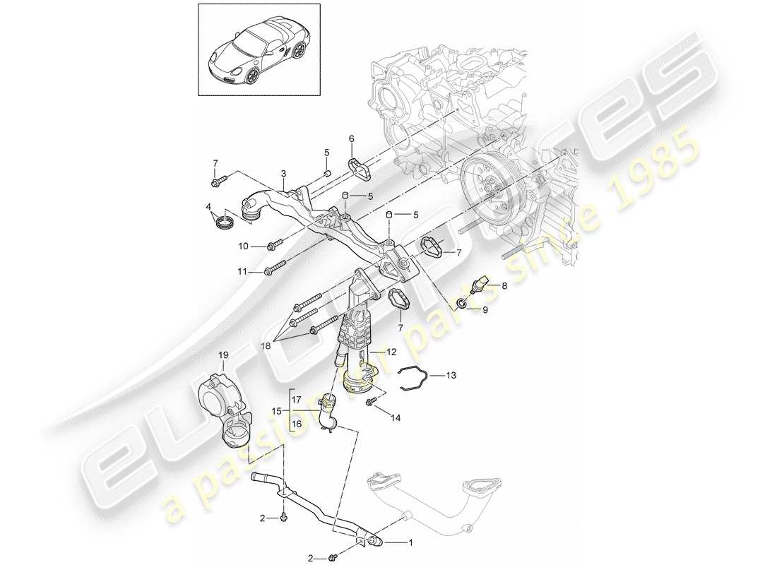 porsche 2010 (987 boxster) sub-frame part diagram