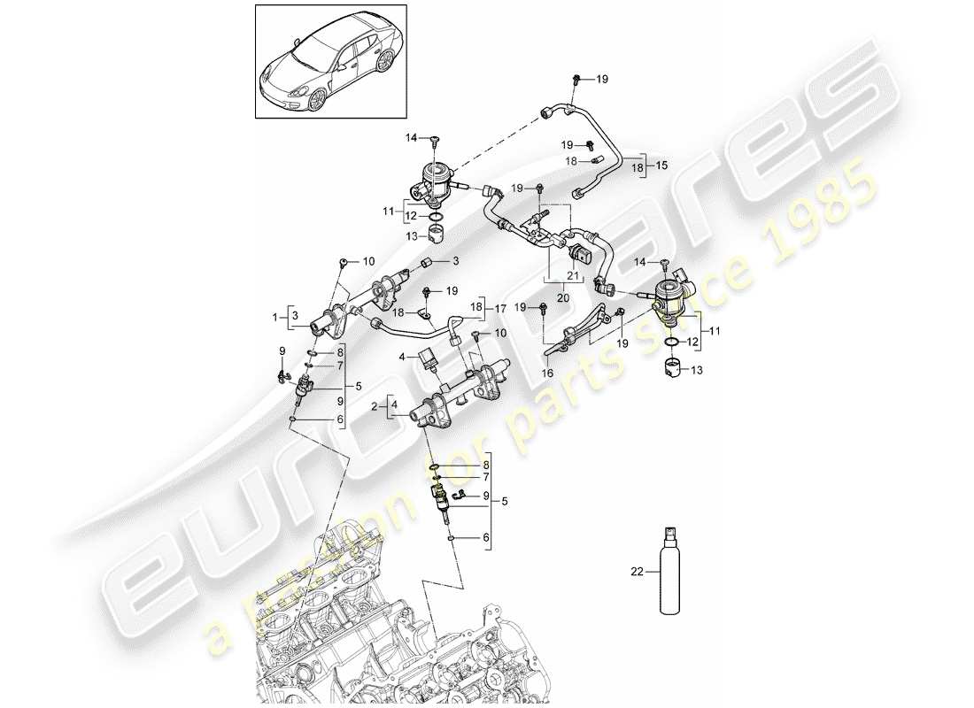 porsche panamera 970 (2016) fuel collection pipe part diagram