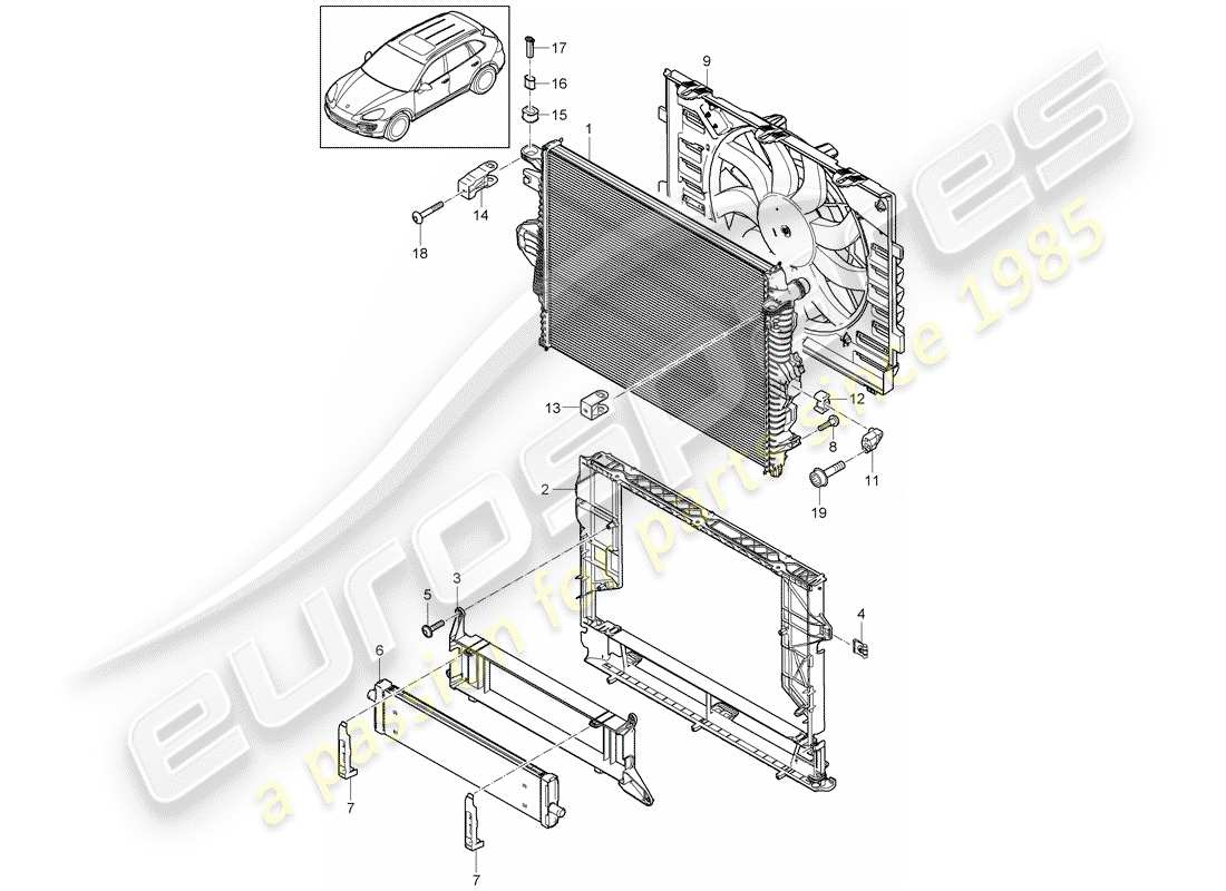 porsche 2018 (cayenne e2 92a) water cooling 3 part diagram