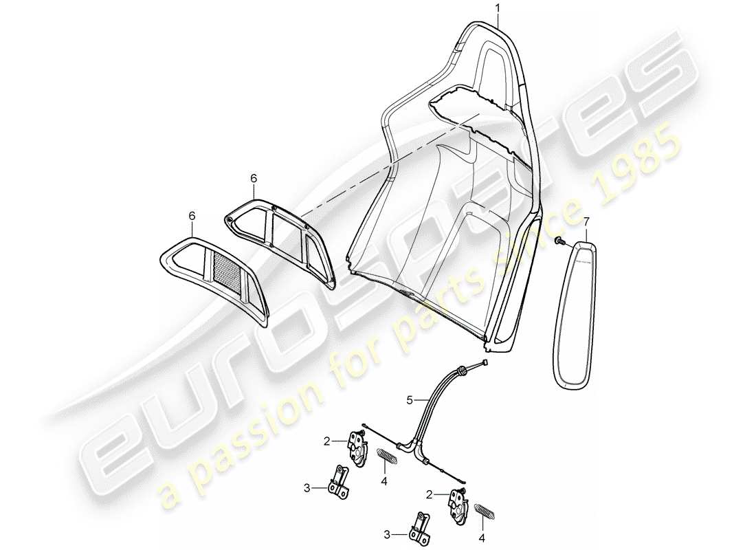 porsche 2005 (997-1) backrest shell part diagram