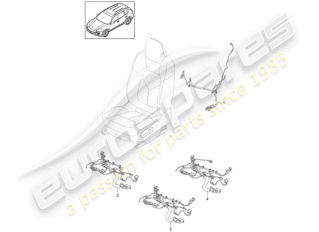 porsche 2018 (cayenne e2 92a) wiring harnesses part diagram