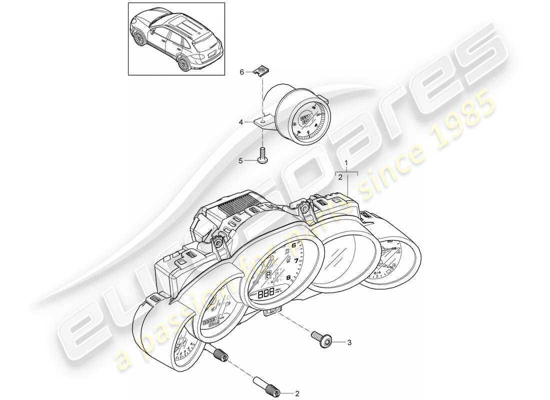 porsche 2011 (cayenne e2 92a) instrument cluster part diagram