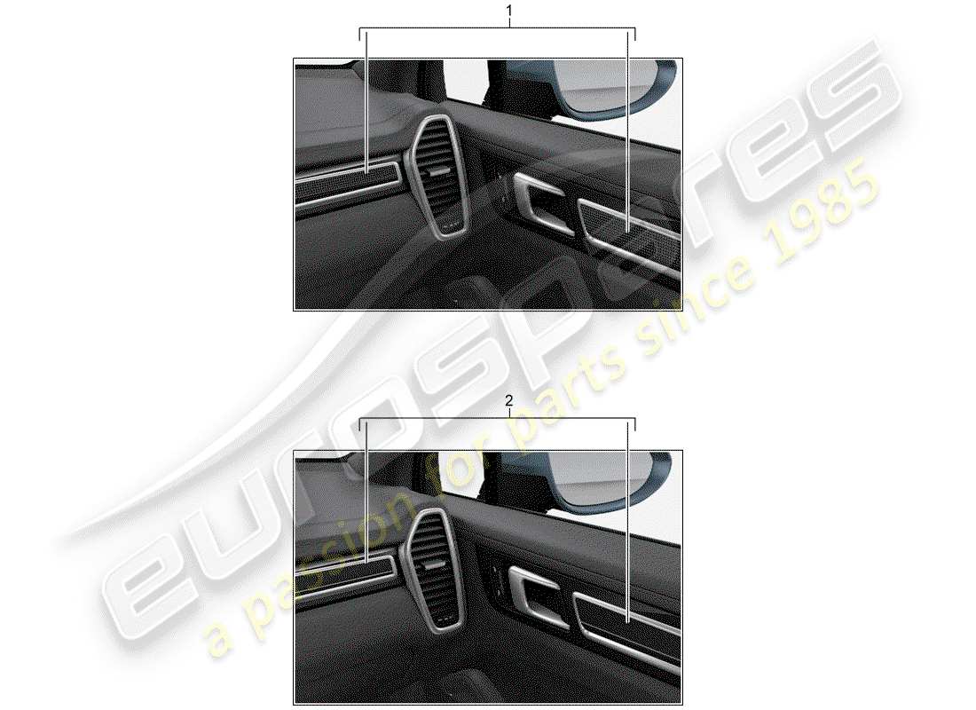 porsche 2014 (tequipment cayenne) trim for dash panel part diagram