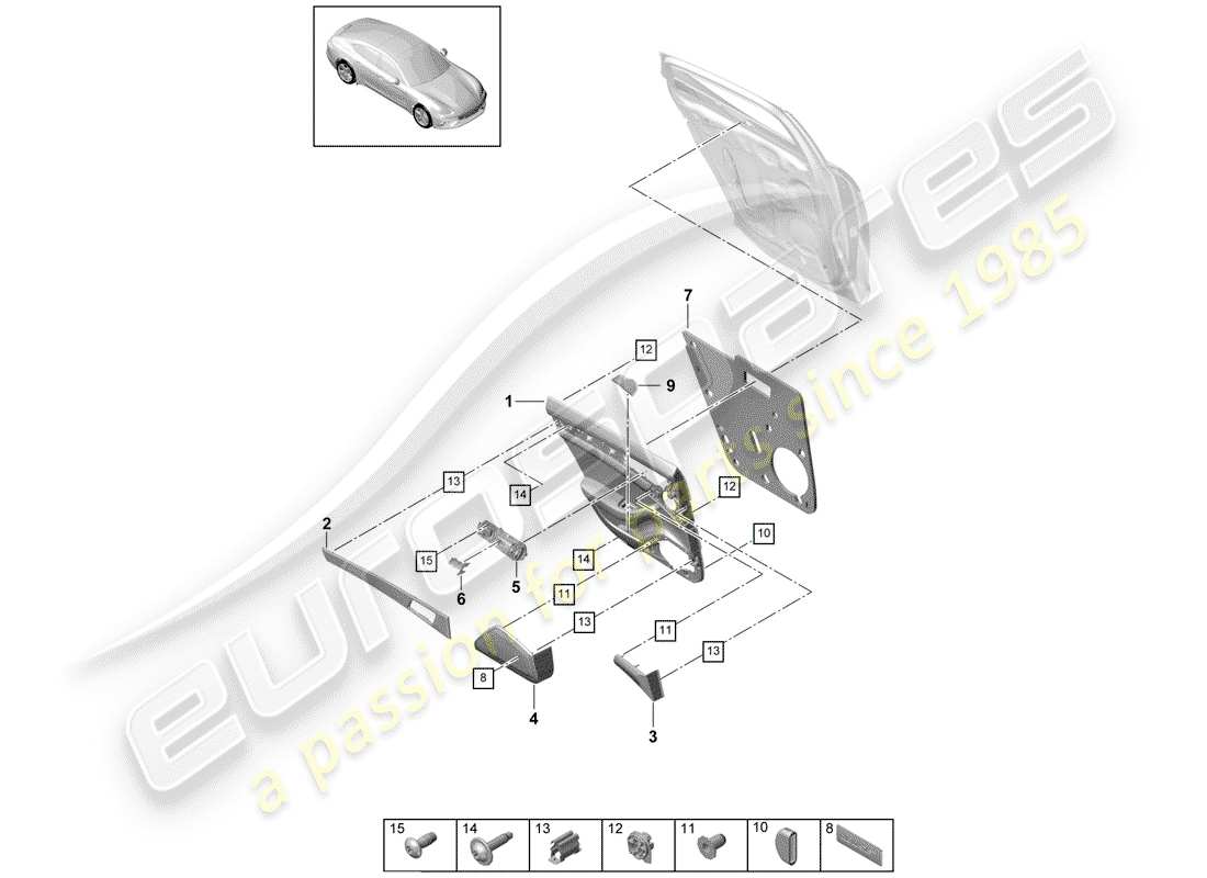 porsche 2019 (panamera 971-1) door panel part diagram