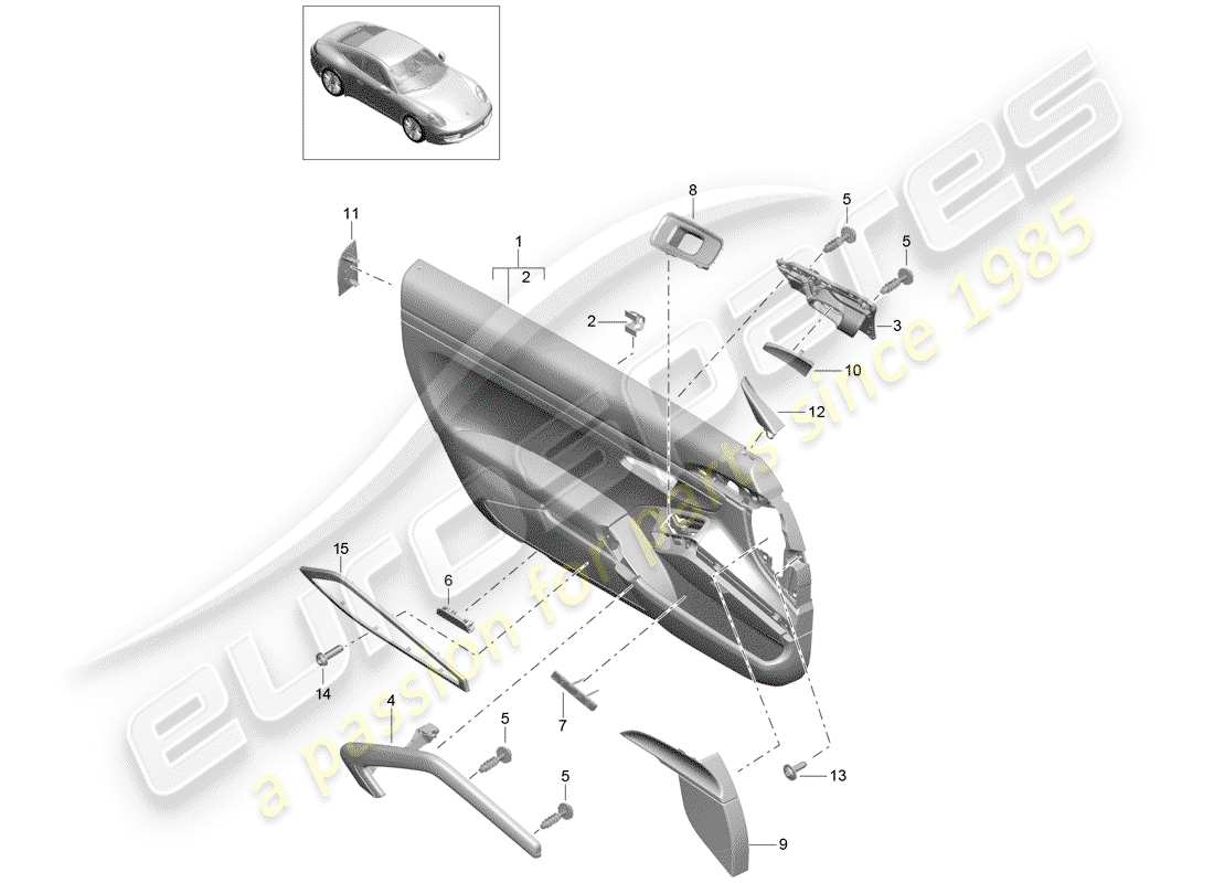 porsche 2014 (991-1) door panel part diagram
