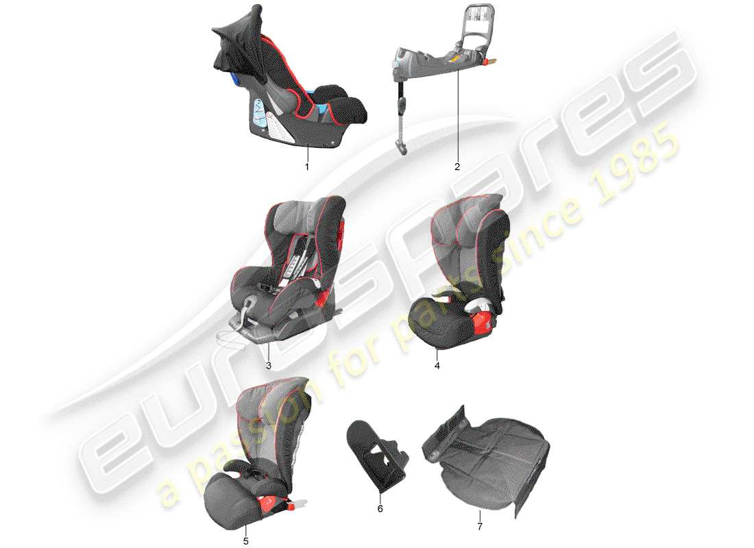 porsche 2012 (tequipment 98x/99x) child seat part diagram