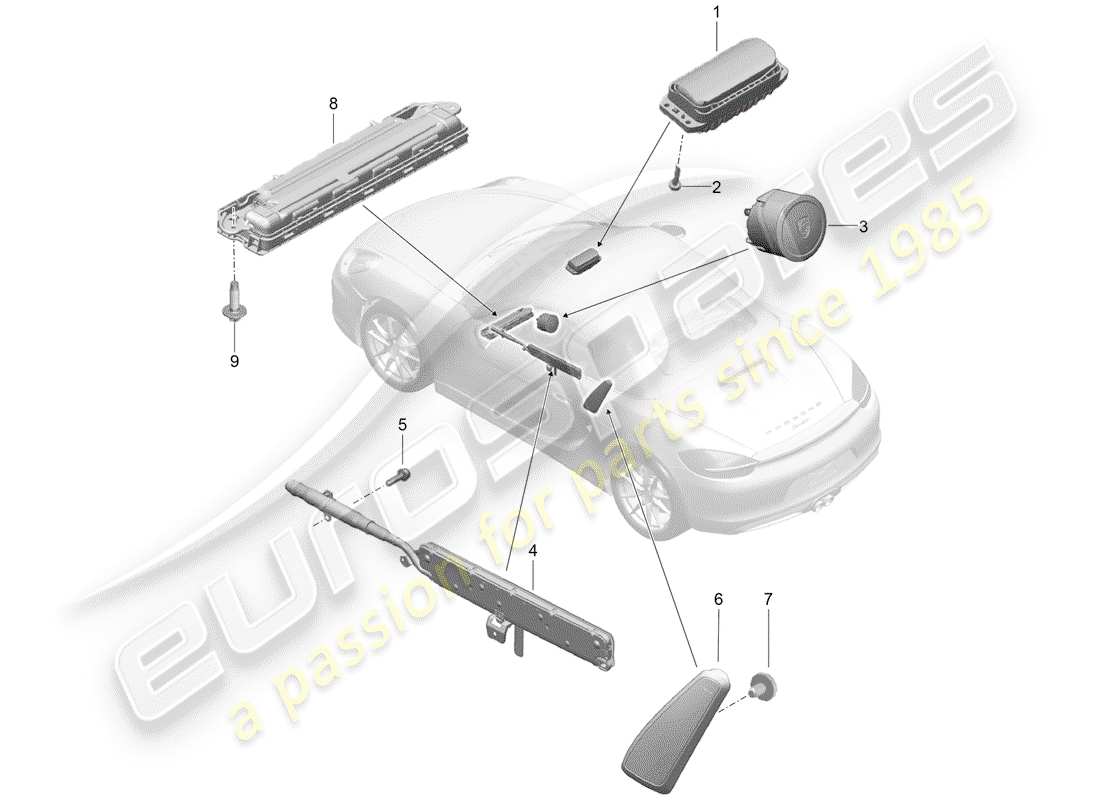 porsche 2020 (718 boxster) airbag part diagram