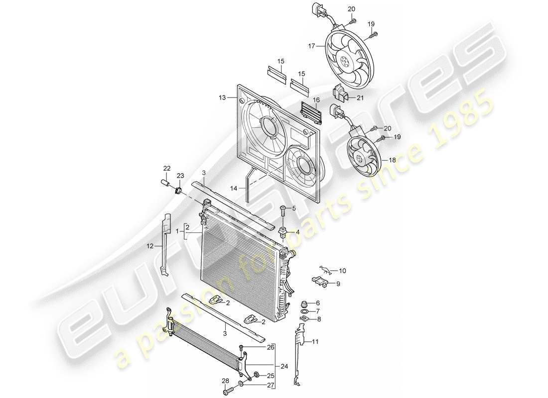 porsche 2007 (cayenne e1 9pa) water cooling 3 part diagram