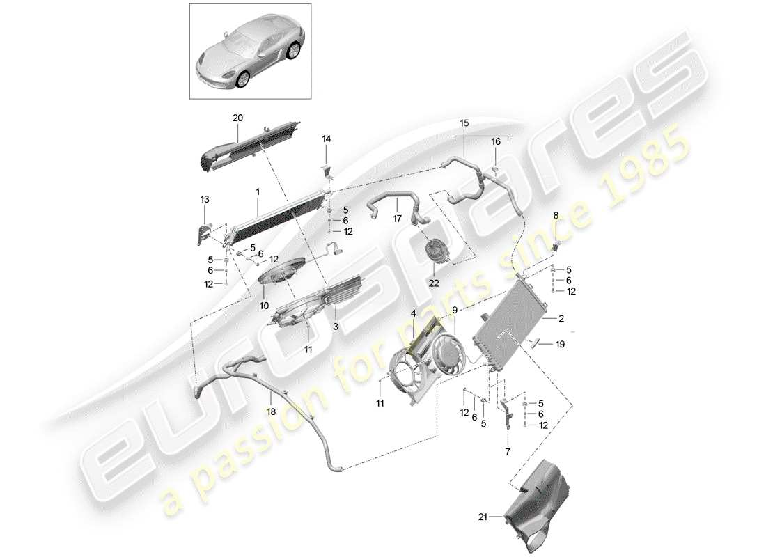 porsche 2017 (718 cayman) water cooling part diagram