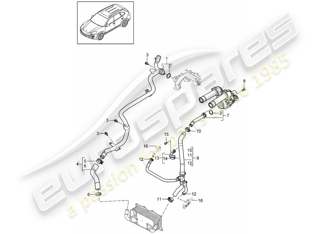 porsche 2018 (cayenne e2 92a) water cooling 2 part diagram