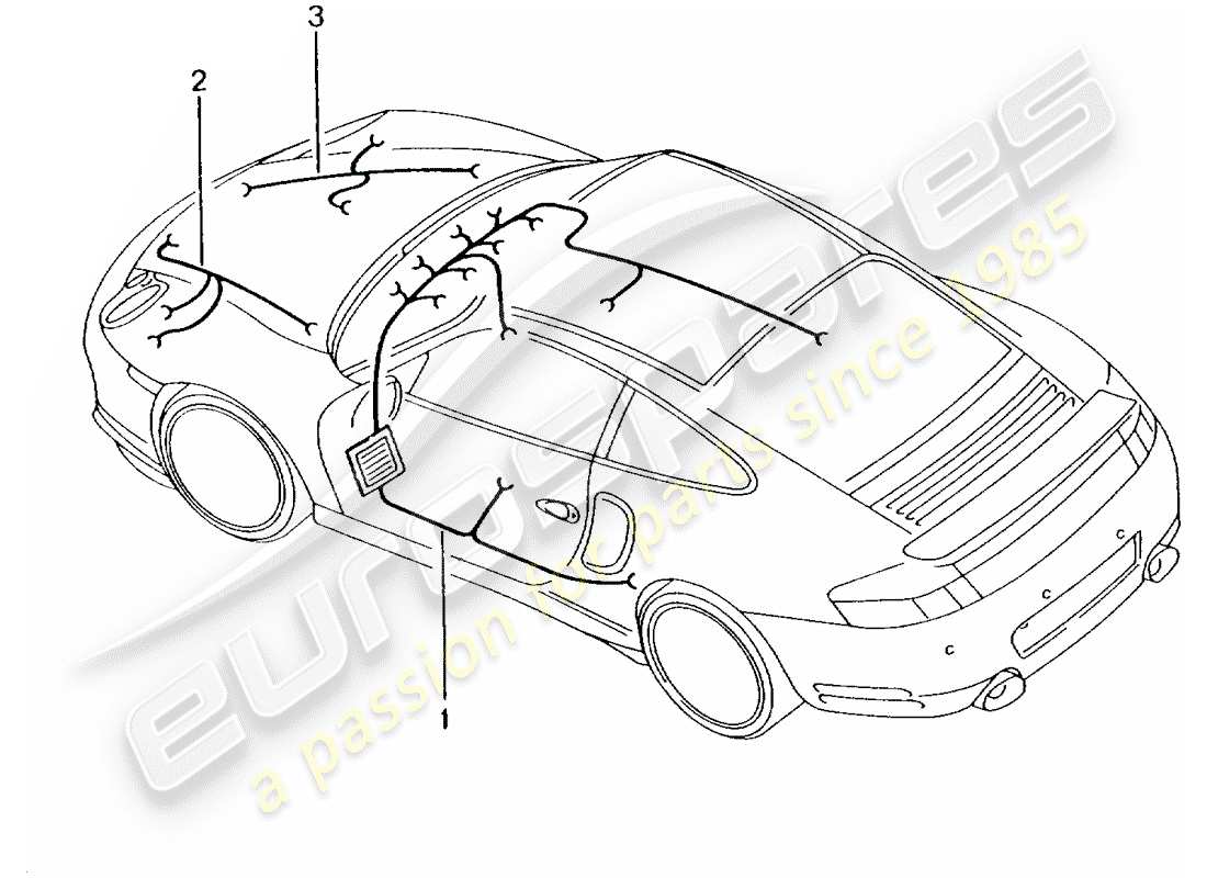 porsche 996 t/gt2 (2001) wiring harnesses - passenger compartment - glove box - front luggage compartment - repair kit - anti-locking brake syst. -abs- - brake pad wear indicator - front axle parts diagram