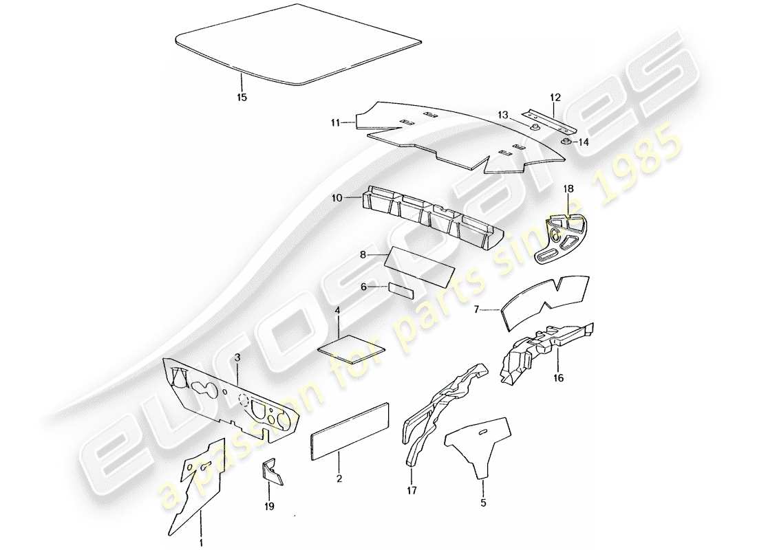 porsche 2003 (996 turbo / gt2) body shell - sound absorbers part diagram