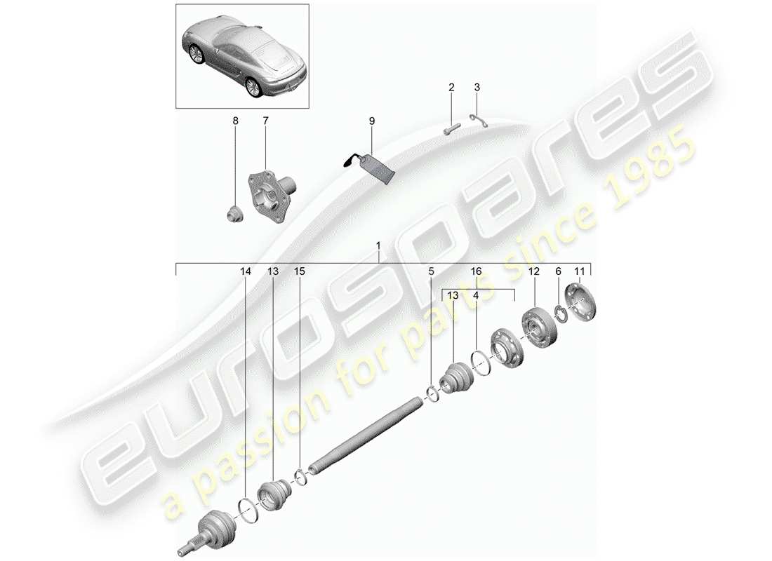 porsche 2015 (981 cayman) drive shaft part diagram