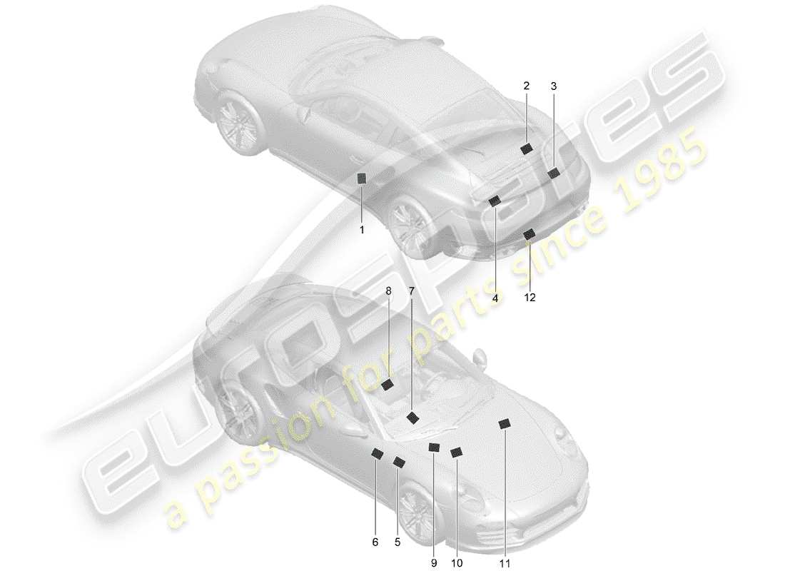 porsche 2020 (991-2 turbo) signs/notices part diagram