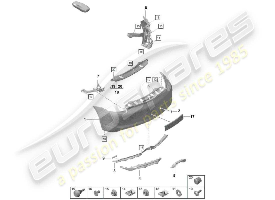 porsche 2020 (718 boxster spyder) bumper parts diagram