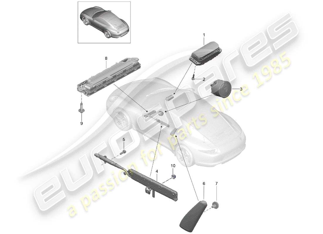 porsche 991 (2013) airbag part diagram