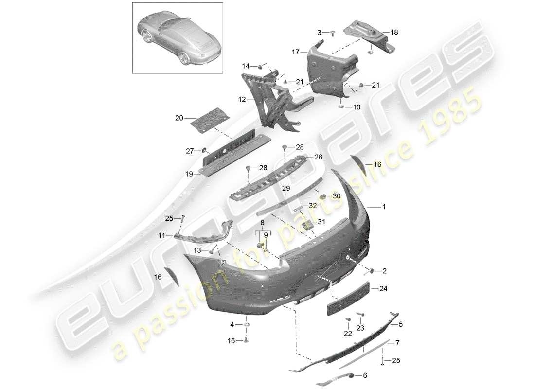 porsche 2012 (991-1) bumper part diagram