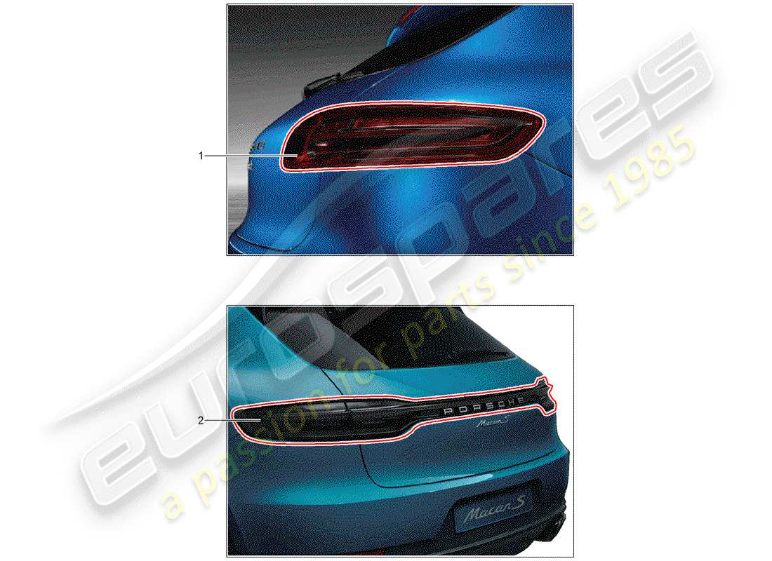 porsche 2020 (tequipment macan) rear light part diagram