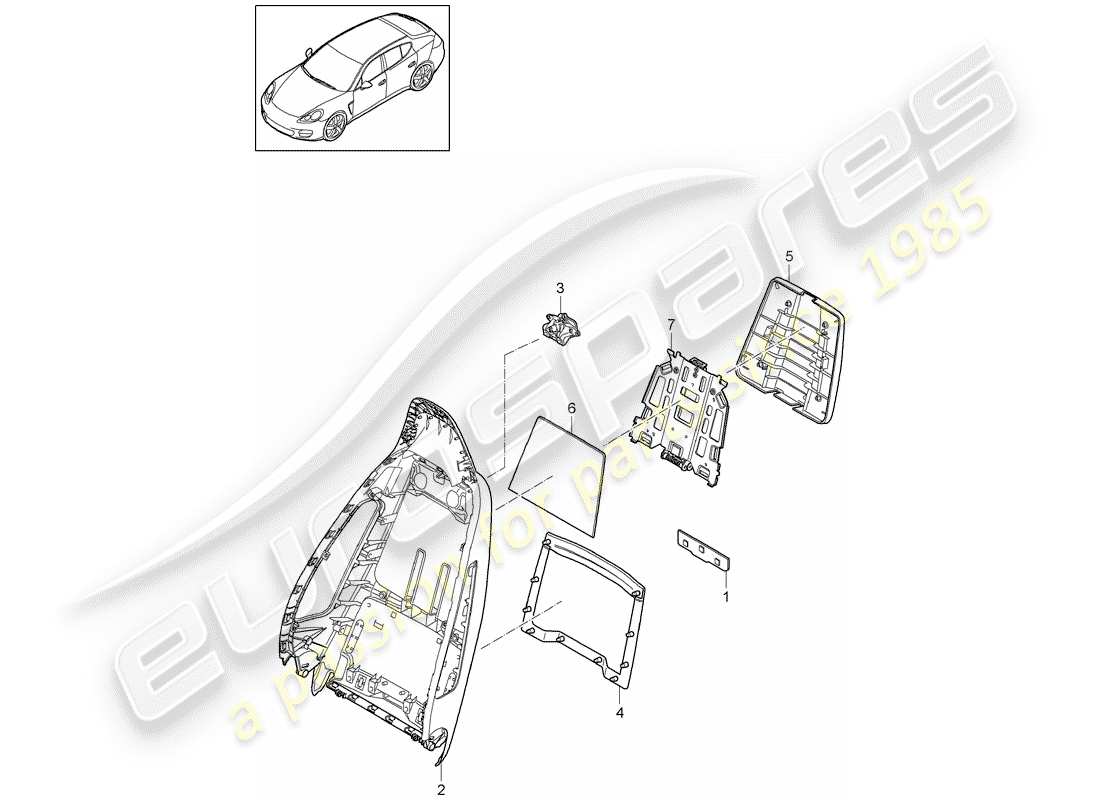 porsche 2013 (panamera 970) backrest frame part diagram
