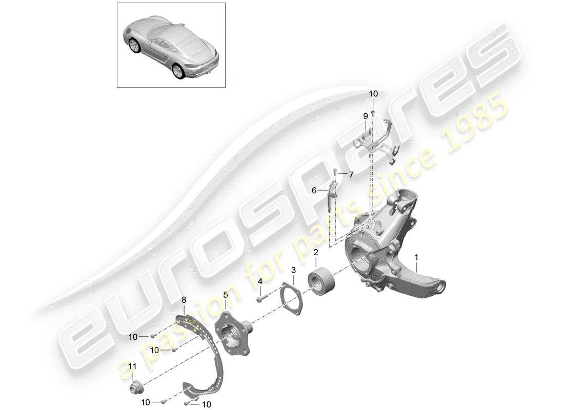 porsche 2018 (718 cayman) rear axle part diagram