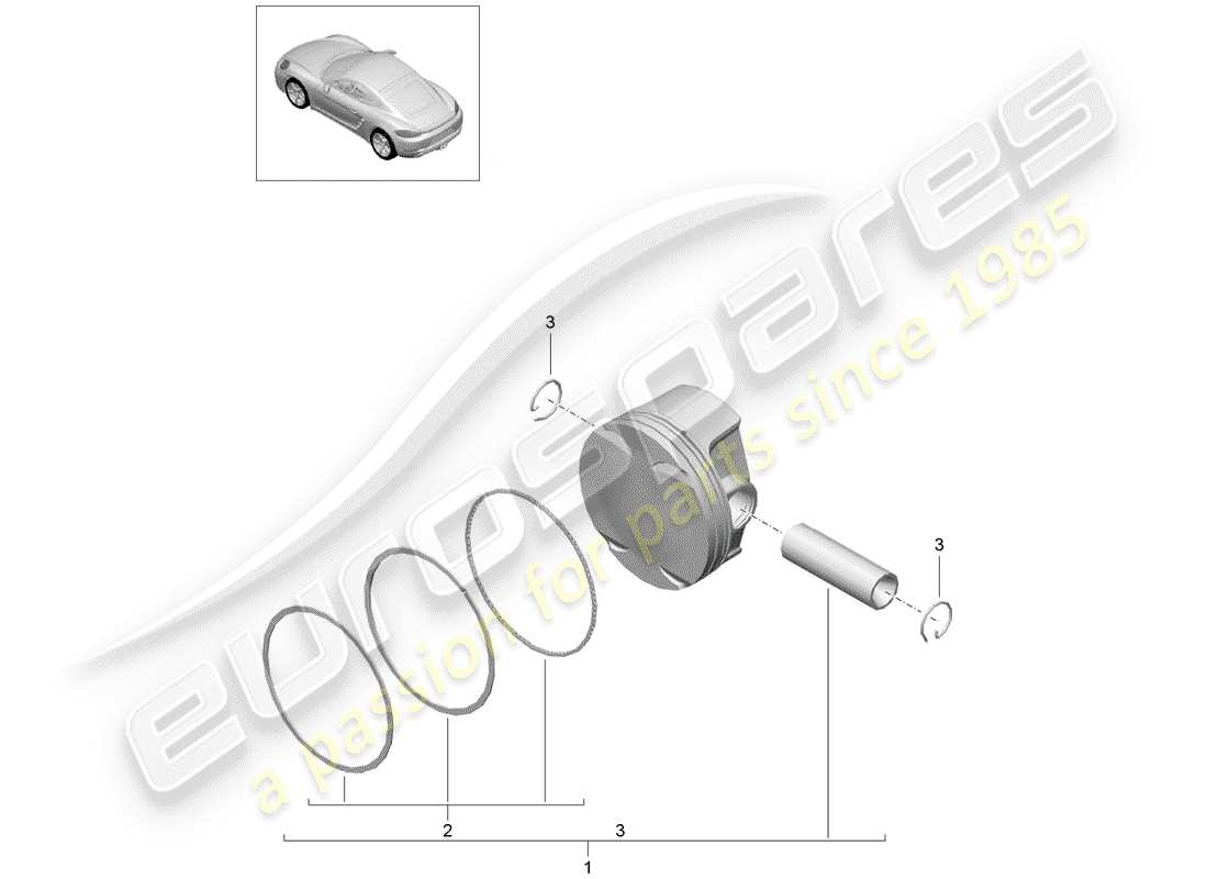 porsche 718 cayman (2018) piston parts diagram