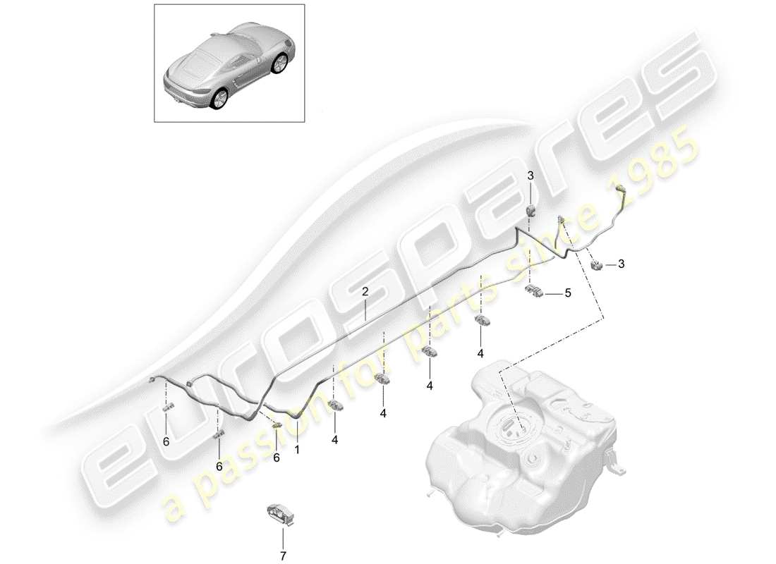 porsche 2018 (718 cayman) fuel line part diagram