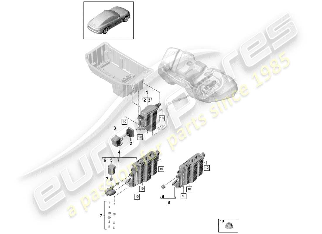porsche 2020 (panamera 971-1) evaporative emission canister part diagram