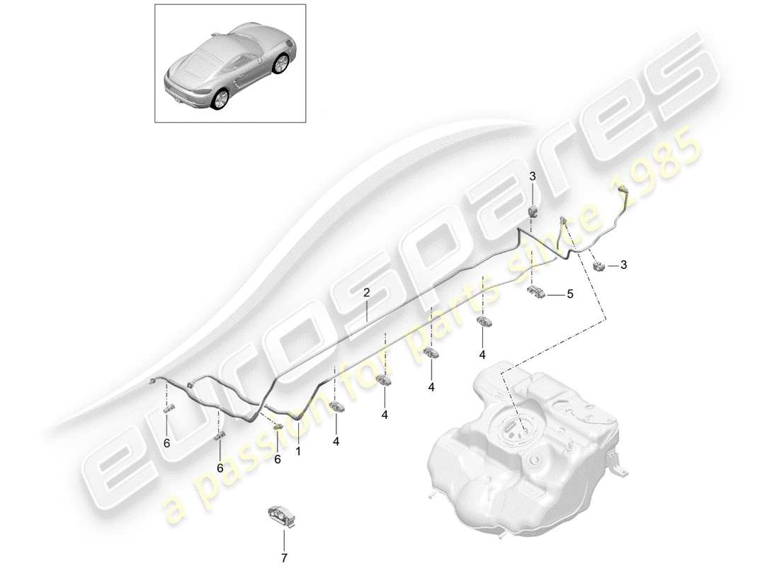 porsche 718 cayman (2017) fuel line part diagram